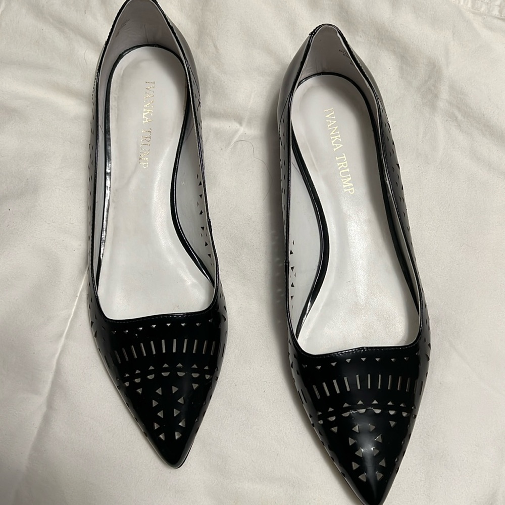 Black leather flats, women’s size 9.5